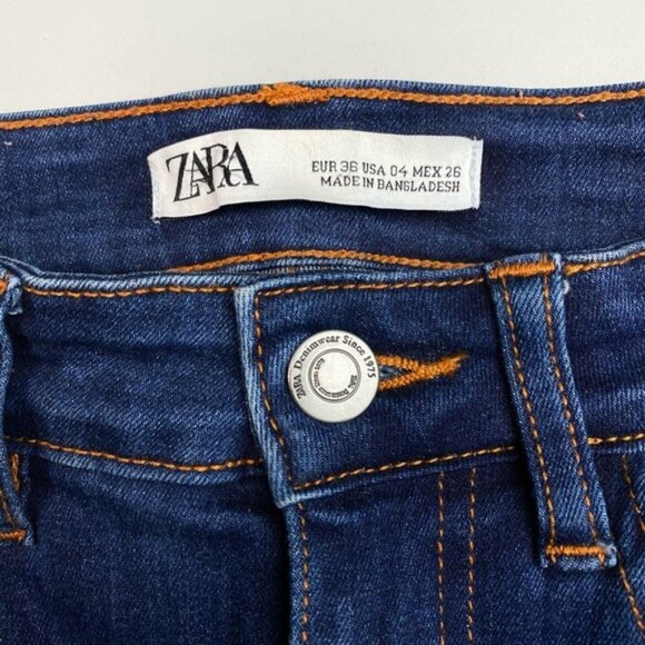 ZARA Hi Rise Denim Skinny Jeans Sz 4 Blue - Picture 5 of 7